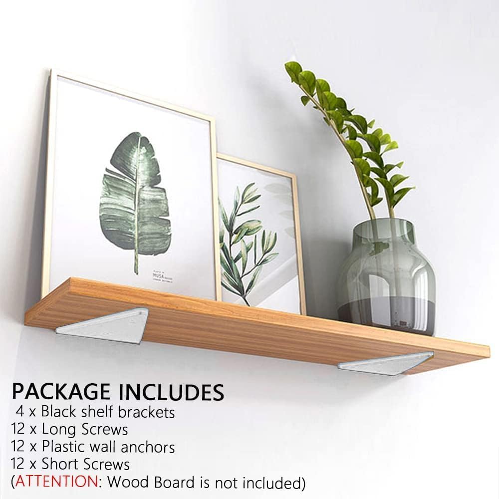 4 soportes flotantes para estantes de 4 x 3 pulgadas, soporte de estante blanco de 4 pulgadas, soportes de estantes flotantes, accesorios de estante