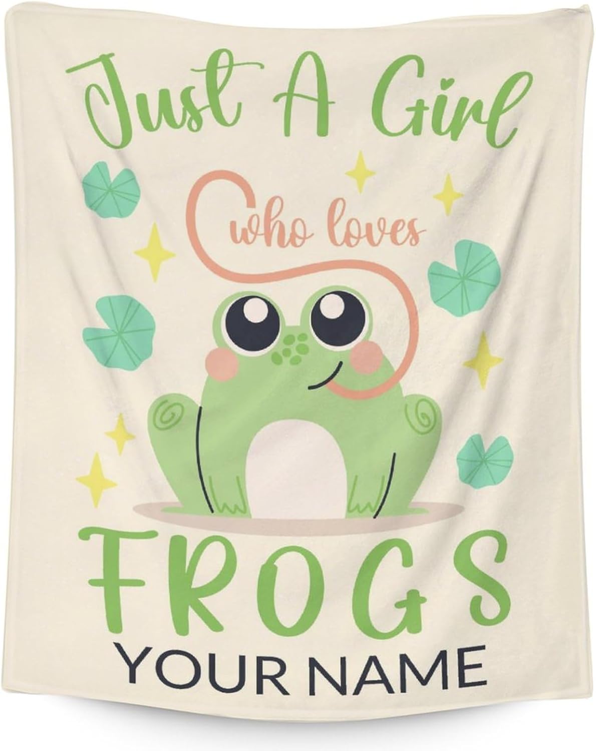 Manta de rana personalizada con nombre, 40 x 50 pulgadas, bonita manta para niñas, manta verde suave y mullida para cama, sofá y sala de estar