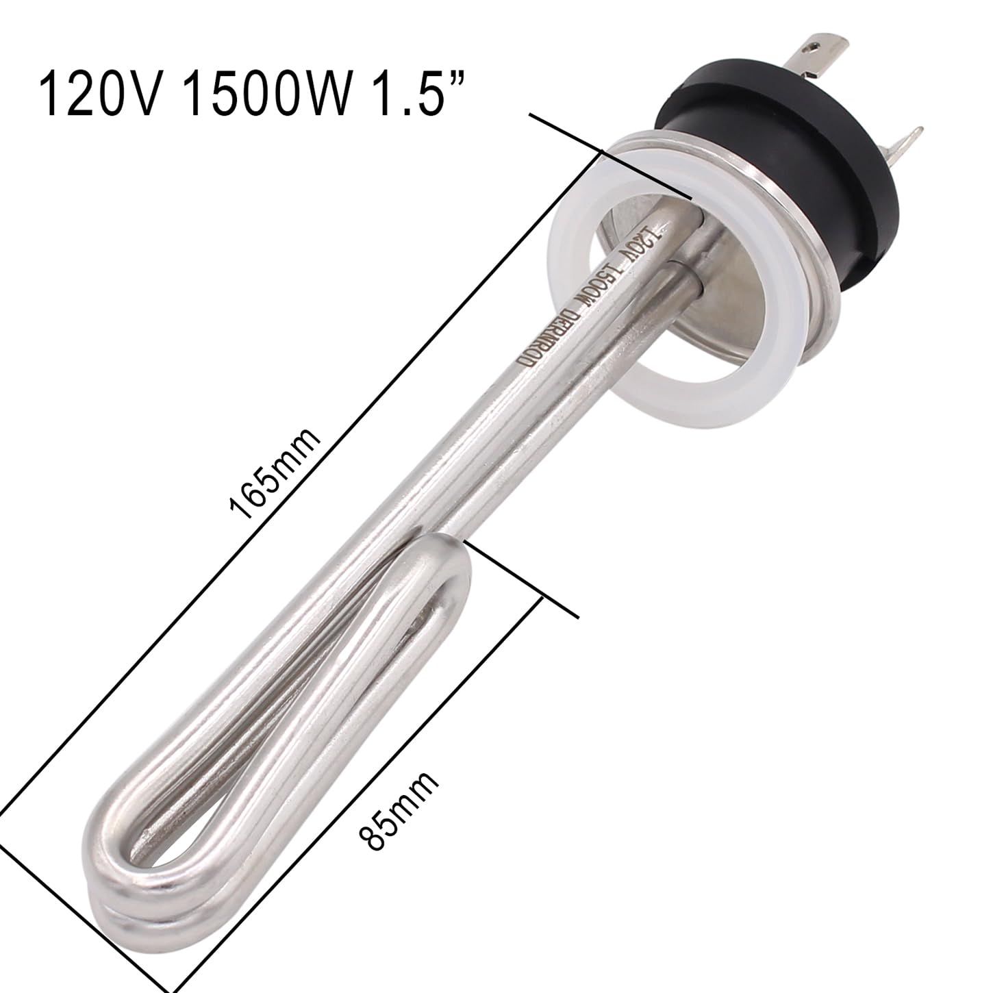 DERNORD Calentador de agua de inmersión de acero inoxidable con triple abrazadera plegable de 120 V 1500 W con enchufe de bloqueo eléctrico de 3