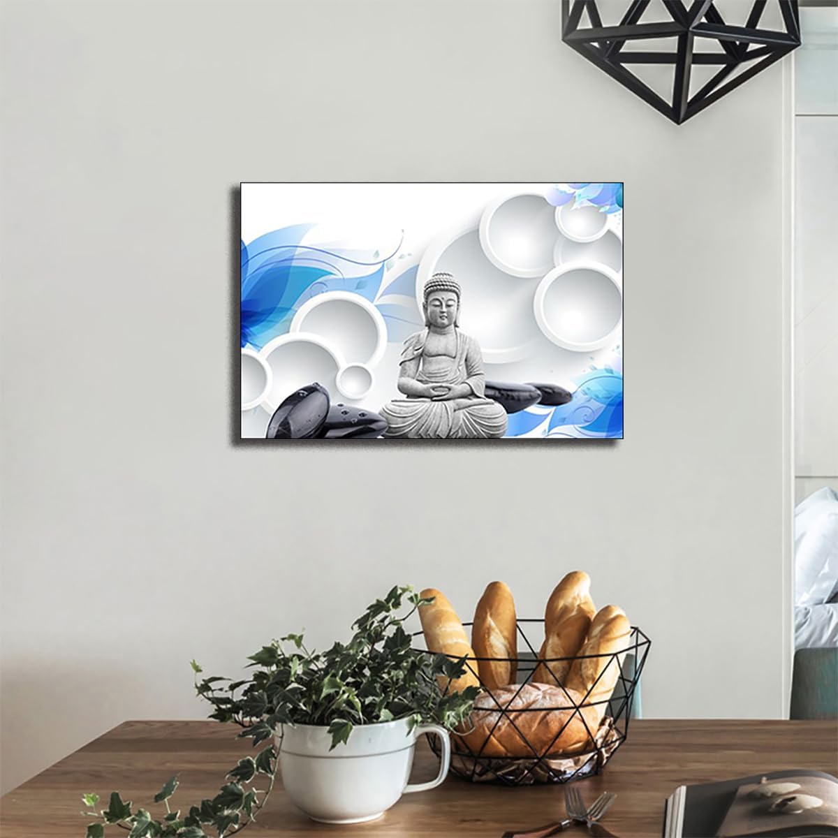 Arte de pared de Buda para dormitorio, pinturas de religión zen, impresiones sobre lienzo de estatua de buda, flores relajantes, imágenes pacíficas,
