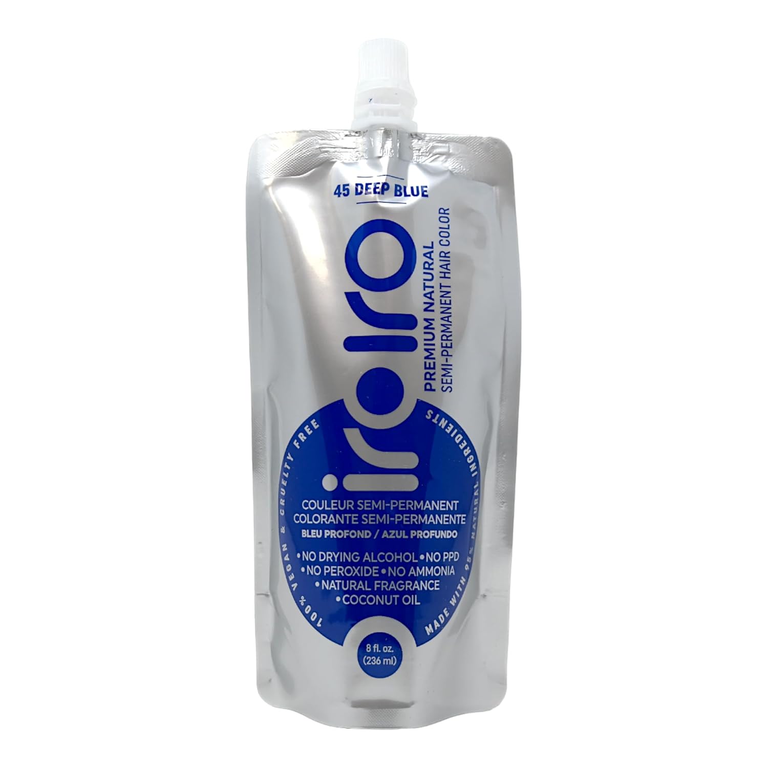 IROIRO Color de cabello semipermanente natural prémium 45 azul profundo (8 onzas)