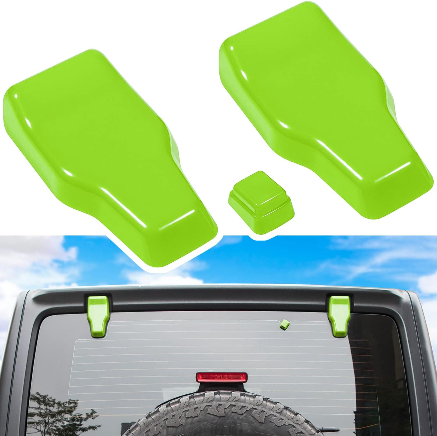 Bisagra de ventana de puerta trasera y cubierta de boquilla de limpiaparabrisas para Jeep Wrangler JL JLU Sports Sahara Freedom Rubicon Unlimited