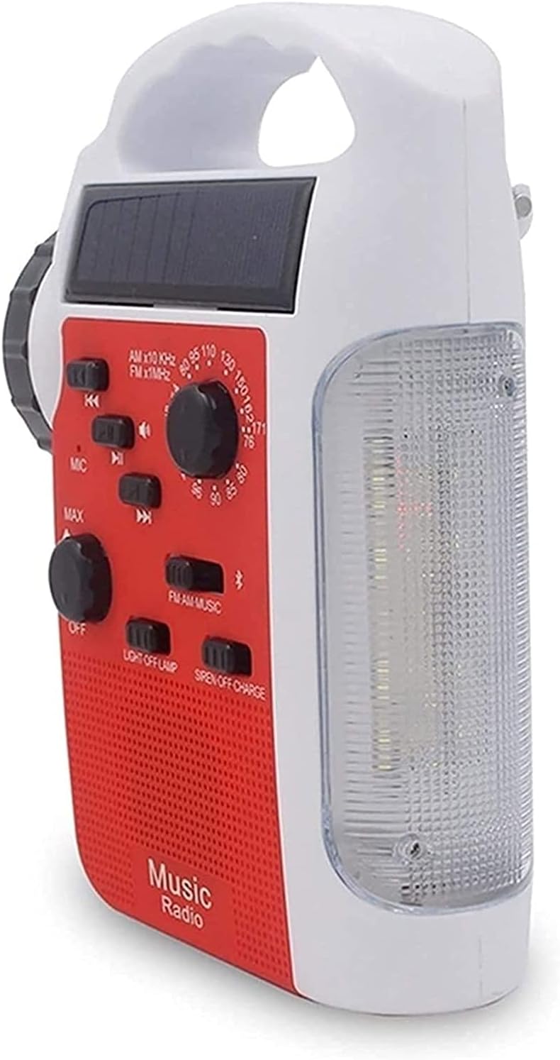 Radio meteorológica de emergencia NOAA de 2200 mAh, manivela solar, radios portátiles AMFM a pilas para el hogar, linterna, lámpara LED, alarma SOS,