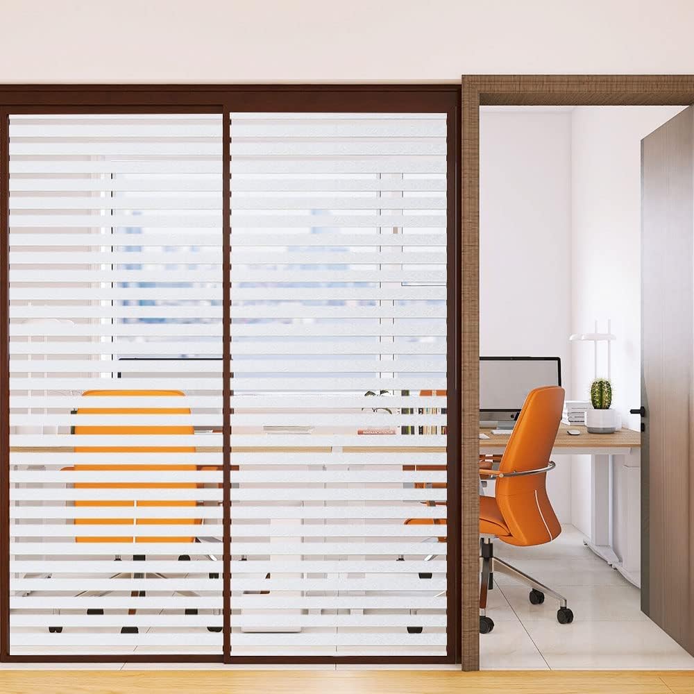 Película esmerilada a rayas para ventana, calcomanía de privacidad para ventana, vinilo decorativo para ventana, protección UV, película estática