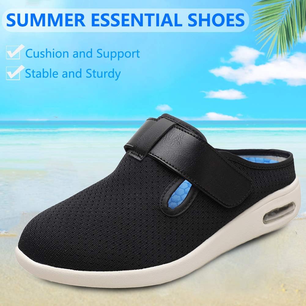 Pantuflas diabéticas para mujer, extra anchas, zapatos para caminar con cierres ajustables para edema diabético, fascitis plantar, juanetes,
