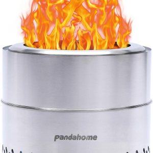 PANDAHOME Fogata sin humo con cenicero extraíble  Chimenea portátil de leña con soportes, hoguera XL al aire libre para campamento, acero inoxidable PANDAHOME Fogata sin humo con cenicero extraíble  Chimenea portátil de leña con soportes, hoguera XL al aire libre para campamento, acero inoxidable