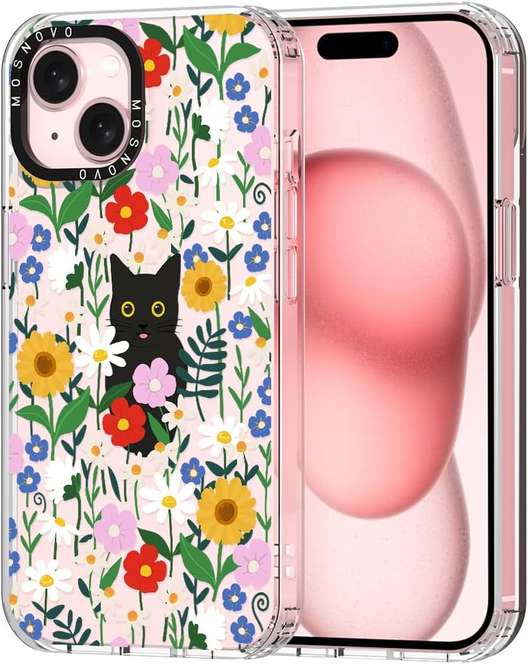 MOSNOVO Buffertech – Funda compatible con iPhone 15 Plus, impacto de caída de 6.6 pies, tecnología antidesprendimiento, funda transparente de