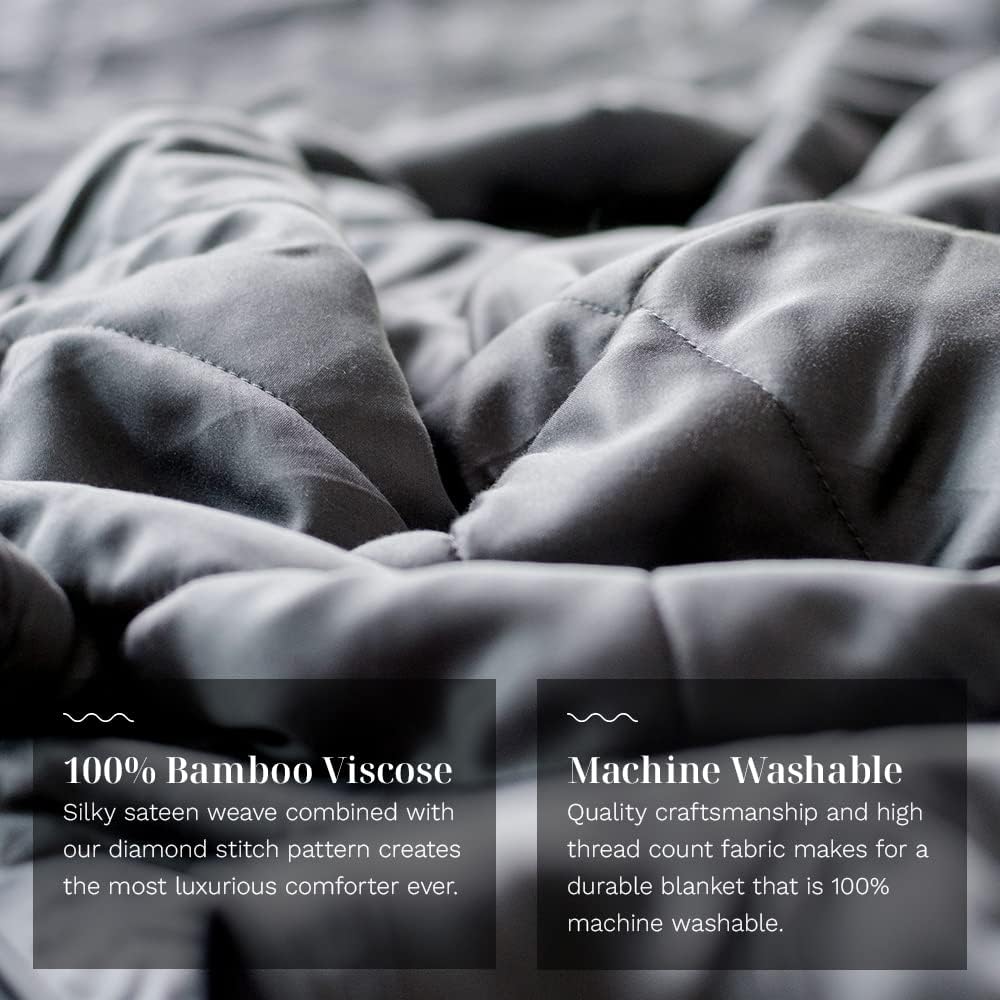 LUXOME Manta ligera  100% viscosa de tela y relleno de bambú  FullQueen – 86 x 92 pulgadas  Super suave  Regulador térmico  Carbón