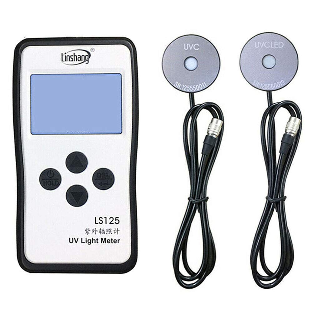 LS125 Medidor de luz UV Prueba de energía ultravioleta Energía de intensidad UV para UVA LED UVB UVC Sensor impermeable… (LS125, medidor de luz