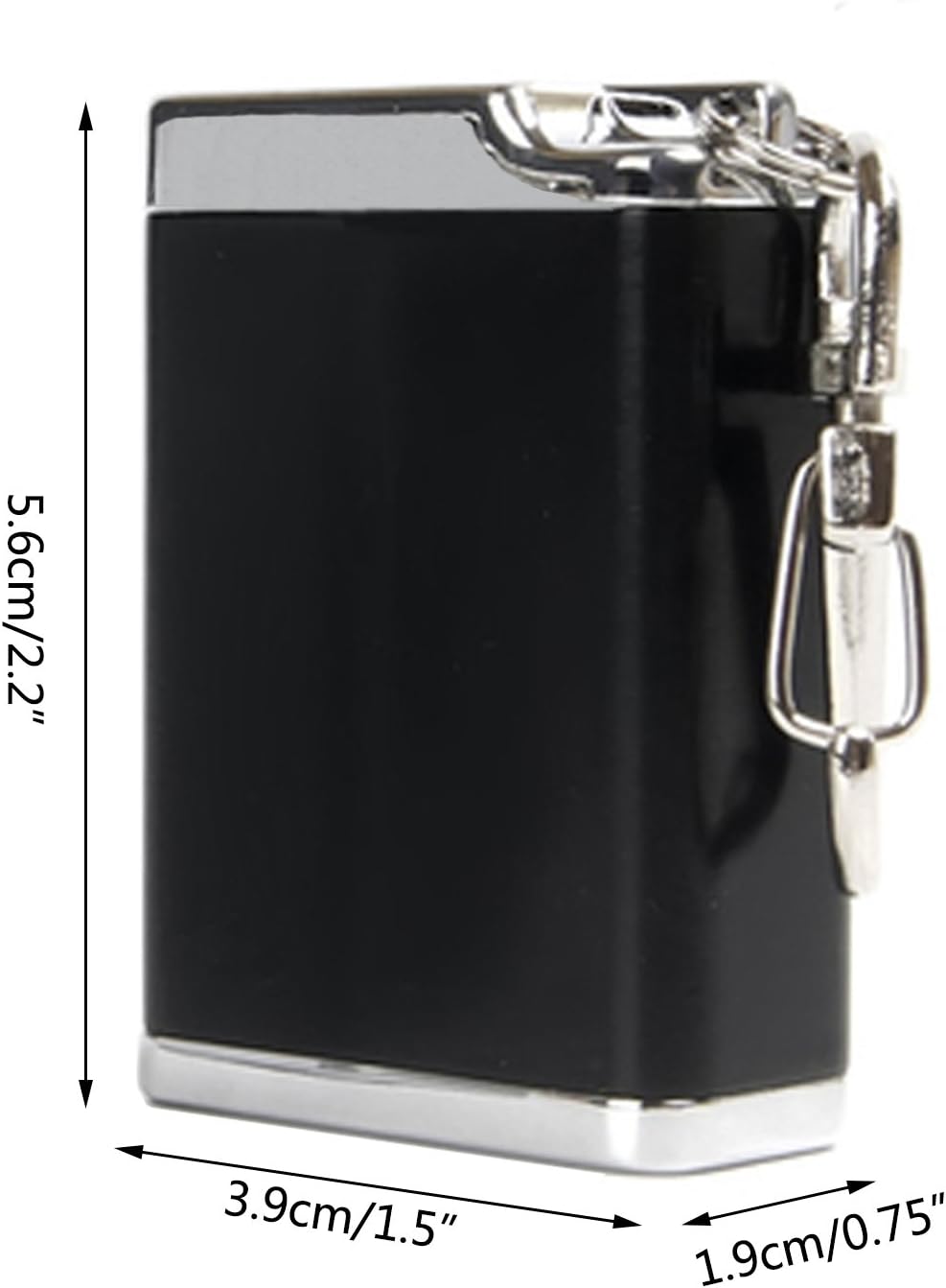 Cenicero portátil de metal, cenicero de cigarrillos al aire libre con tapa, llavero, rectangular, tamaño grande, negro