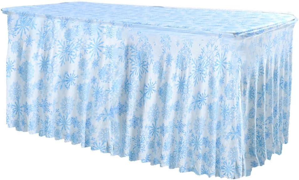 HAORUI Faldones de mesa, manteles rectangulares resistentes a las arrugas, con volantes elásticos para banquetes, bodas, fiestas