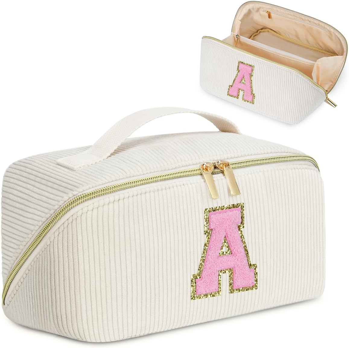 Bolsa de cosméticos de viaje de gran capacidad, Beige, A