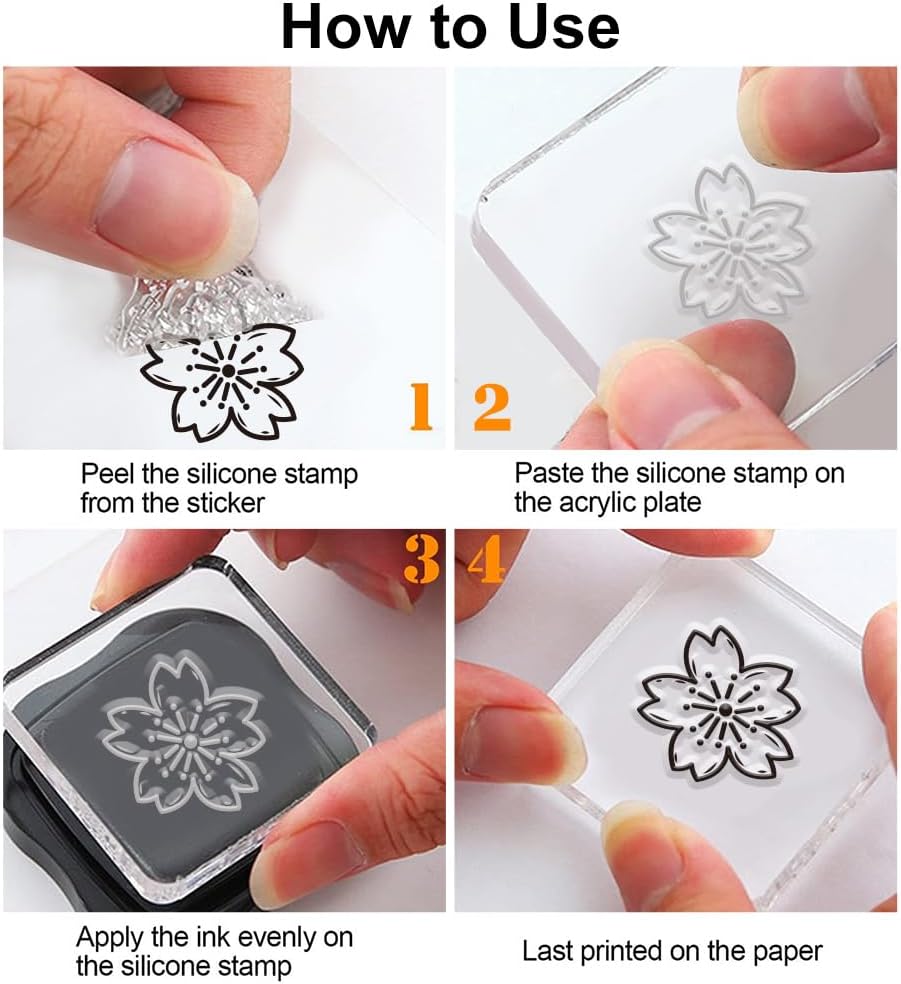PH PandaHall Sellos transparentes, sellos de goma con texturas japonesas, sellos de silicona de plástico PVC, sellos transparentes para álbumes de