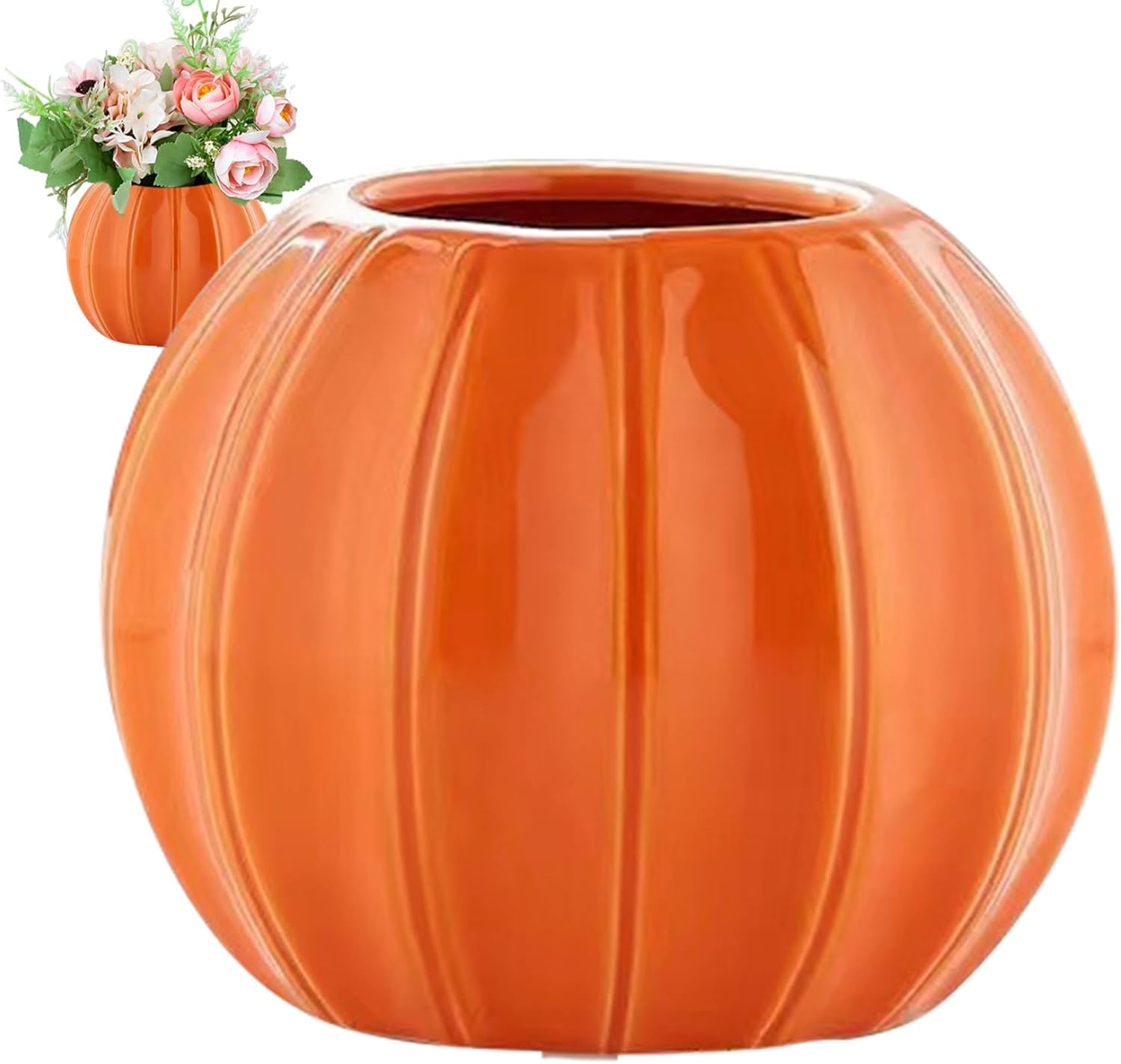 Jarrón de calabaza de cerámica para calabaza, mini maceta única, arreglo de flores secas, jarrón decorativo para cosecha de otoño, Acción de