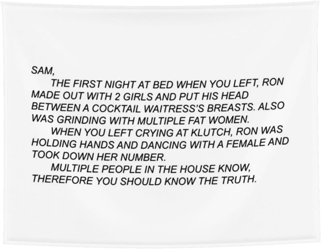 Tapiz de letras de Jersey Shore divertido The Note para colgar en la pared, pancarta artística para el hogar, sala de estar, dormitorio, dormitorio