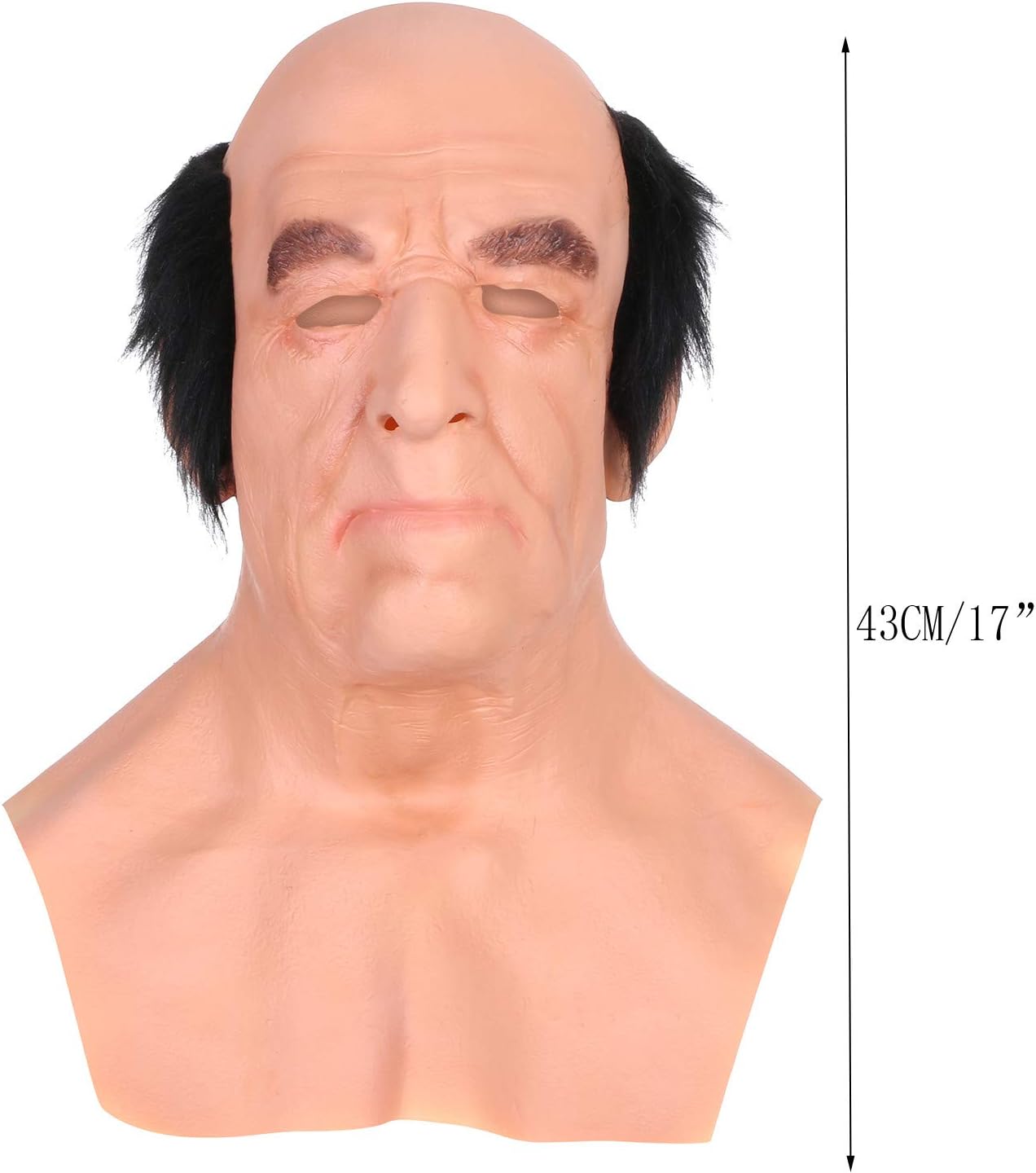 Máscara de anciano realista de hombre calvo, máscara de cabeza completa, máscara de cabeza completa, accesorios de disfraz de Halloween