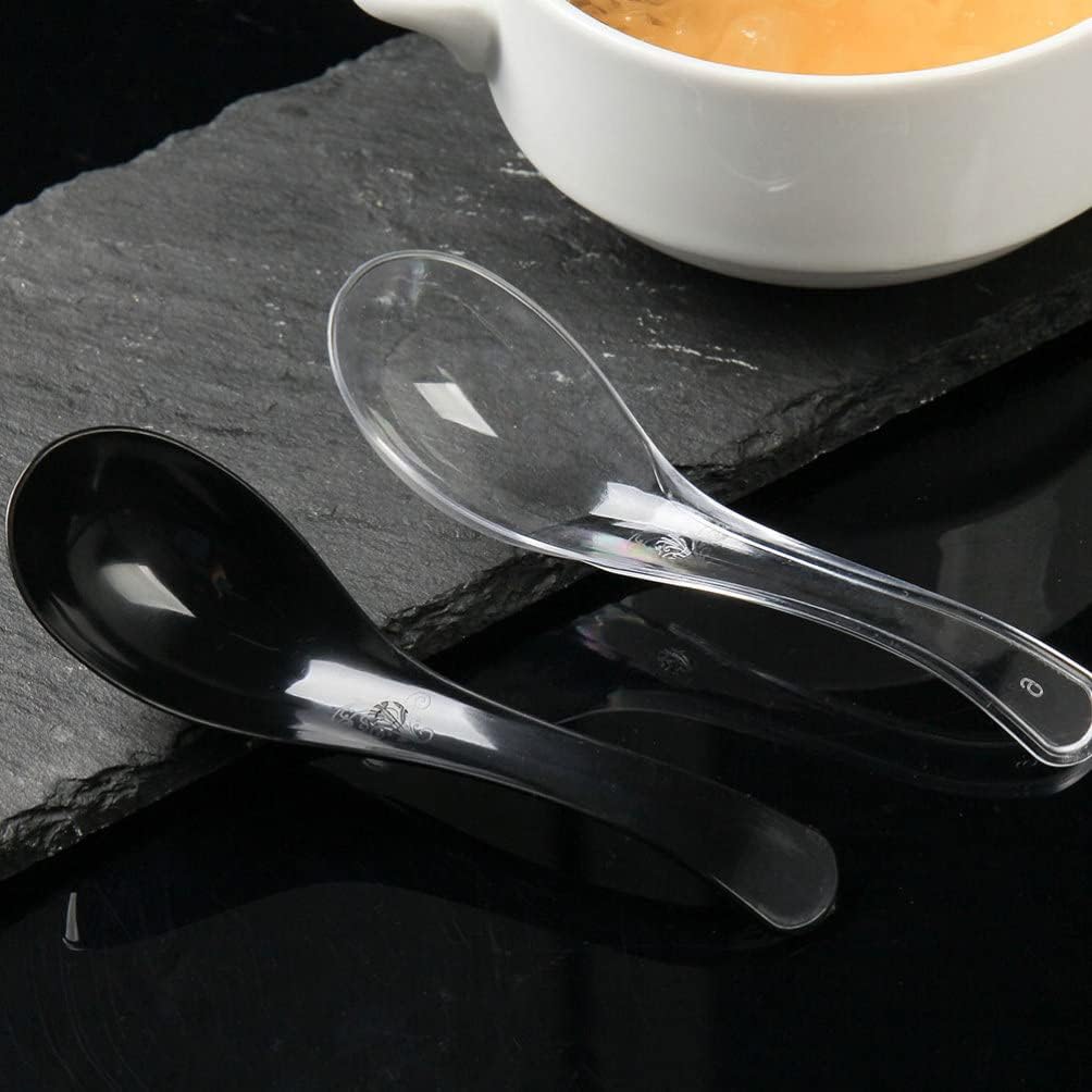 Hemoton 200 cucharas de sopa asiáticas, cucharas desechables, cucharas de arroz, cucharas de sopa de fideos, cuchara de sopa japonesa para el hogar
