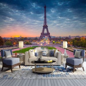 Murales de pared 3D de paisaje de la ciudad de París, Francia, Torre Eiffel, paisaje, panorama, decoración de pared para sala de estar, restaurante, Murales de pared 3D de paisaje de la ciudad de París, Francia, Torre Eiffel, paisaje, panorama, decoración de pared para sala de estar, restaurante,