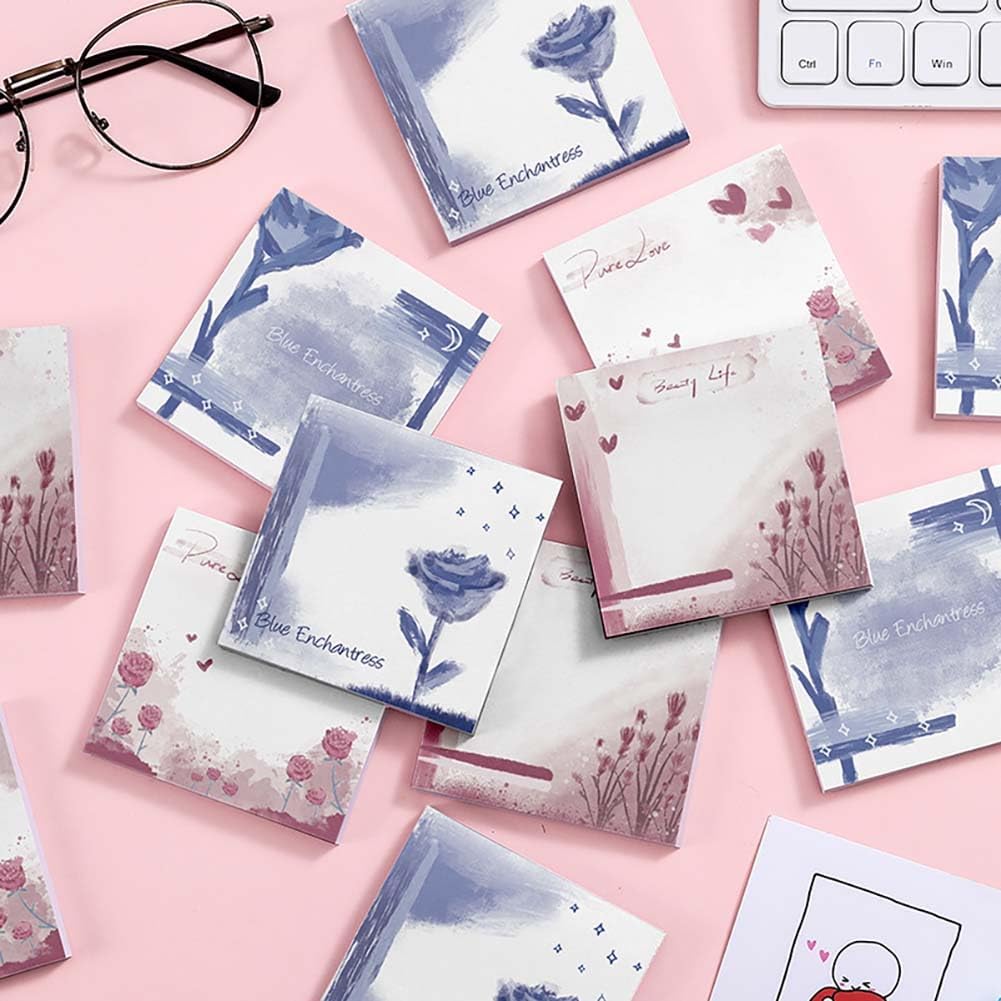 Juego de 4 blocs de notas adhesivas florales, 3.0 x 3.0 pulgadas, notas adhesivas personalizadas, notas adhesivas bíblicas para recordatorios,