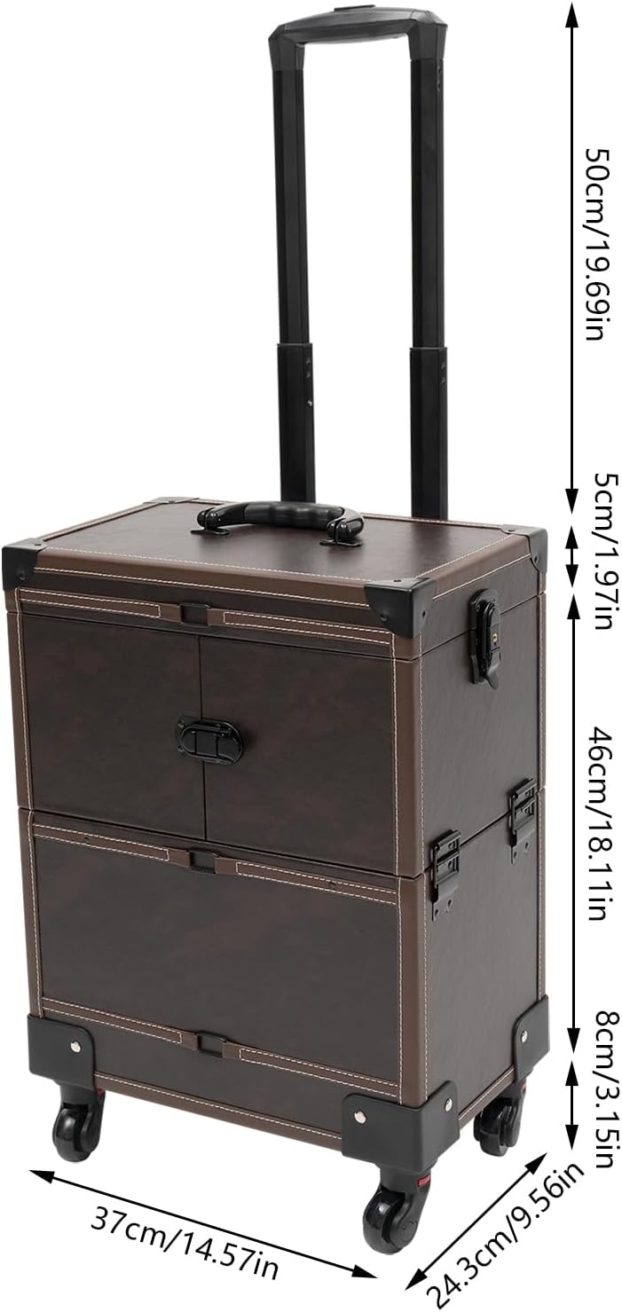 Goudergo Estuche de tren de maquillaje con ruedas para artistas, carrito de belleza, caja organizadora de cosméticos con 4 ruedas, estuche de tren