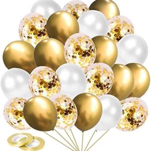 70 globos dorados metálicos, globos de látex blanco de confeti dorado de 12 pulgadas para cumpleaños, graduación, baby shower, boda, aniversario, 70 globos dorados metálicos, globos de látex blanco de confeti dorado de 12 pulgadas para cumpleaños, graduación, baby shower, boda, aniversario,