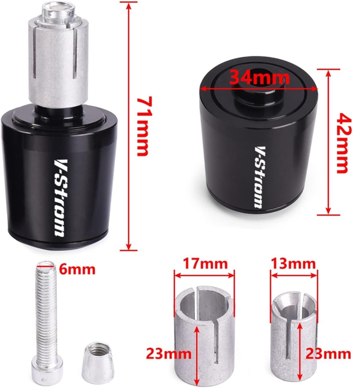 for Suzuki DL250 DL650 V-Strom DL1000XT 78″ 22MM Motorcycle Handlebar Grips Handle Bar Grip End Cap Plug