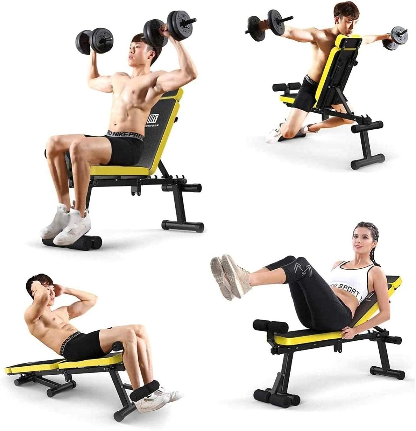Adjustable Weight Bench – Fitness Dumbbell Bench – Weight Lifting Sit Up Ab Bench – Dumbbell Stool Folding – For Home Gym Workout FlatInclineDecline