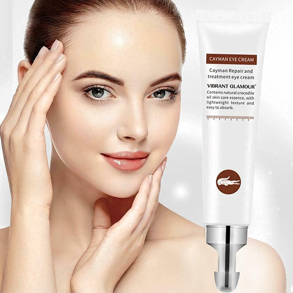 Crema para ojos de Cayman antienvejecimiento, suero de ojos reparador de arrugas, reduce las patas de gallo, las líneas finas y las ojeras, suaviza