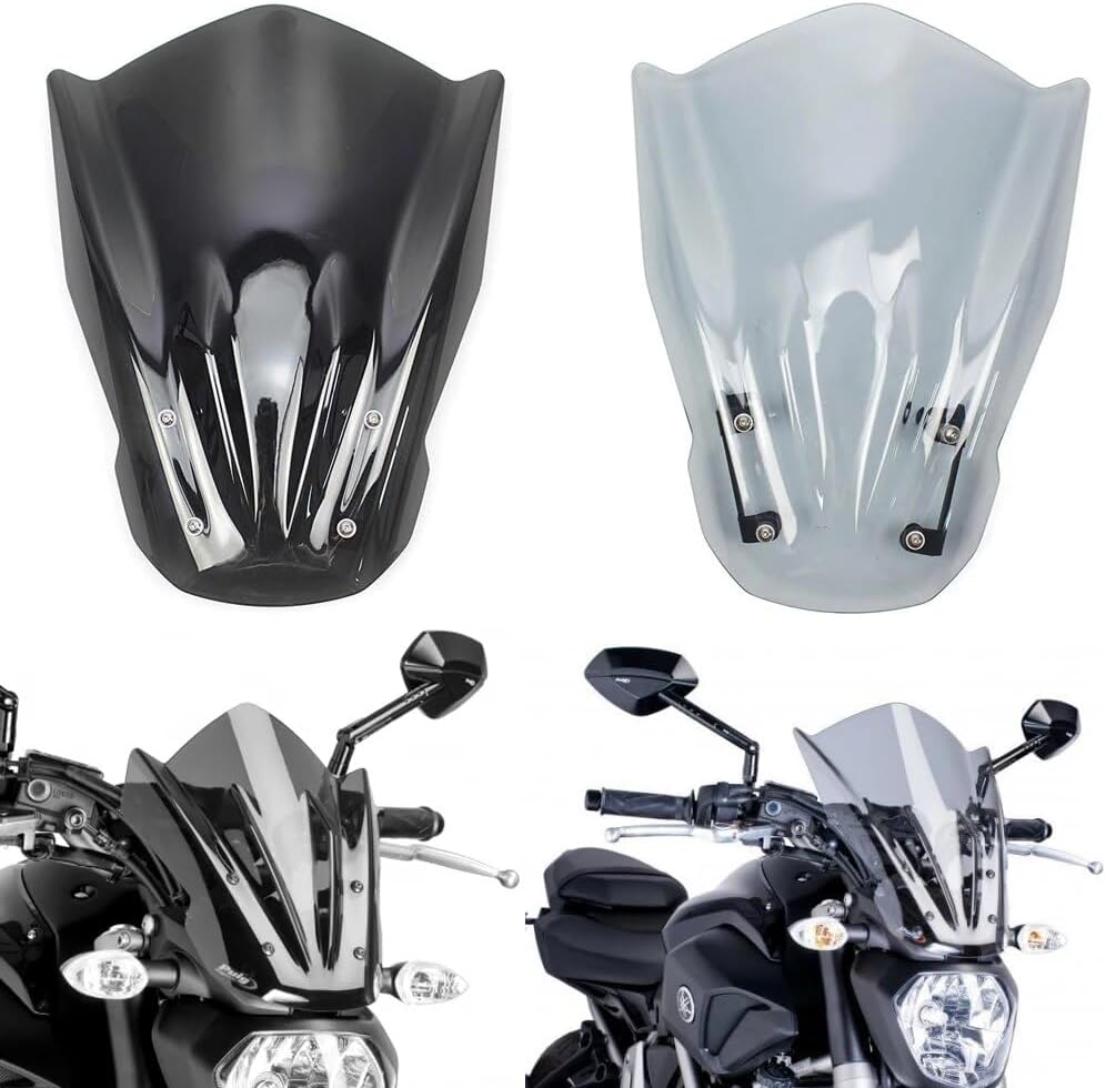 Motorcycle Windshield Windshield Windscreen Wind Deflector with Mounting Bracket Compatible with MT-07 FZ-07 2013 2014 2015 2016 2017 Motorbike