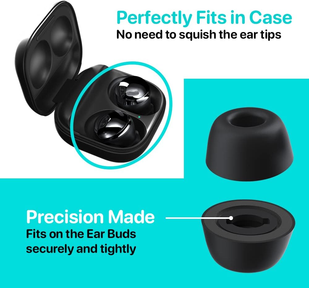Memory Foams Pro Active V2.0 – Almohadillas patentadas de espuma viscoelástica con funda de silicona para Galaxy Buds2 Pro, Jabra 85t, Jabra Elite