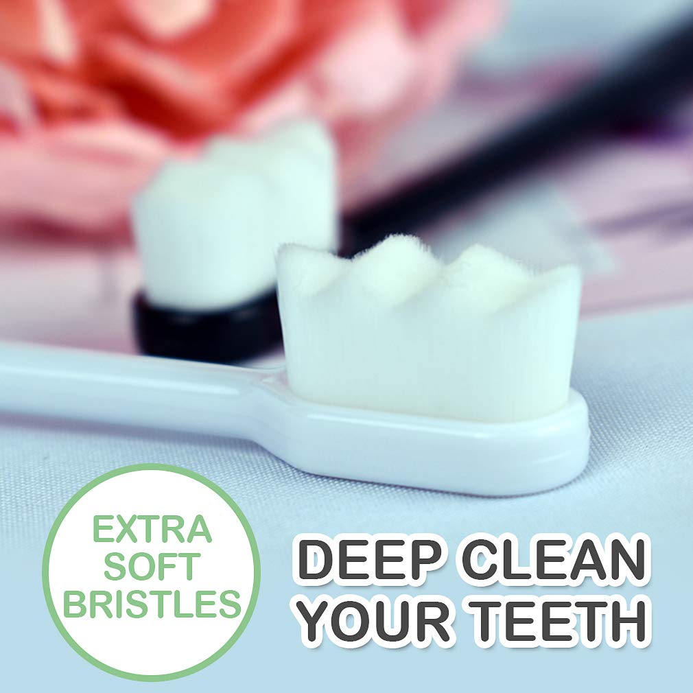 EasyHonor Cepillo de dientes extra suave para encías sensibles, cepillo de dientes manual de micropiel con cerdas de hilo dental suaves para mujeres