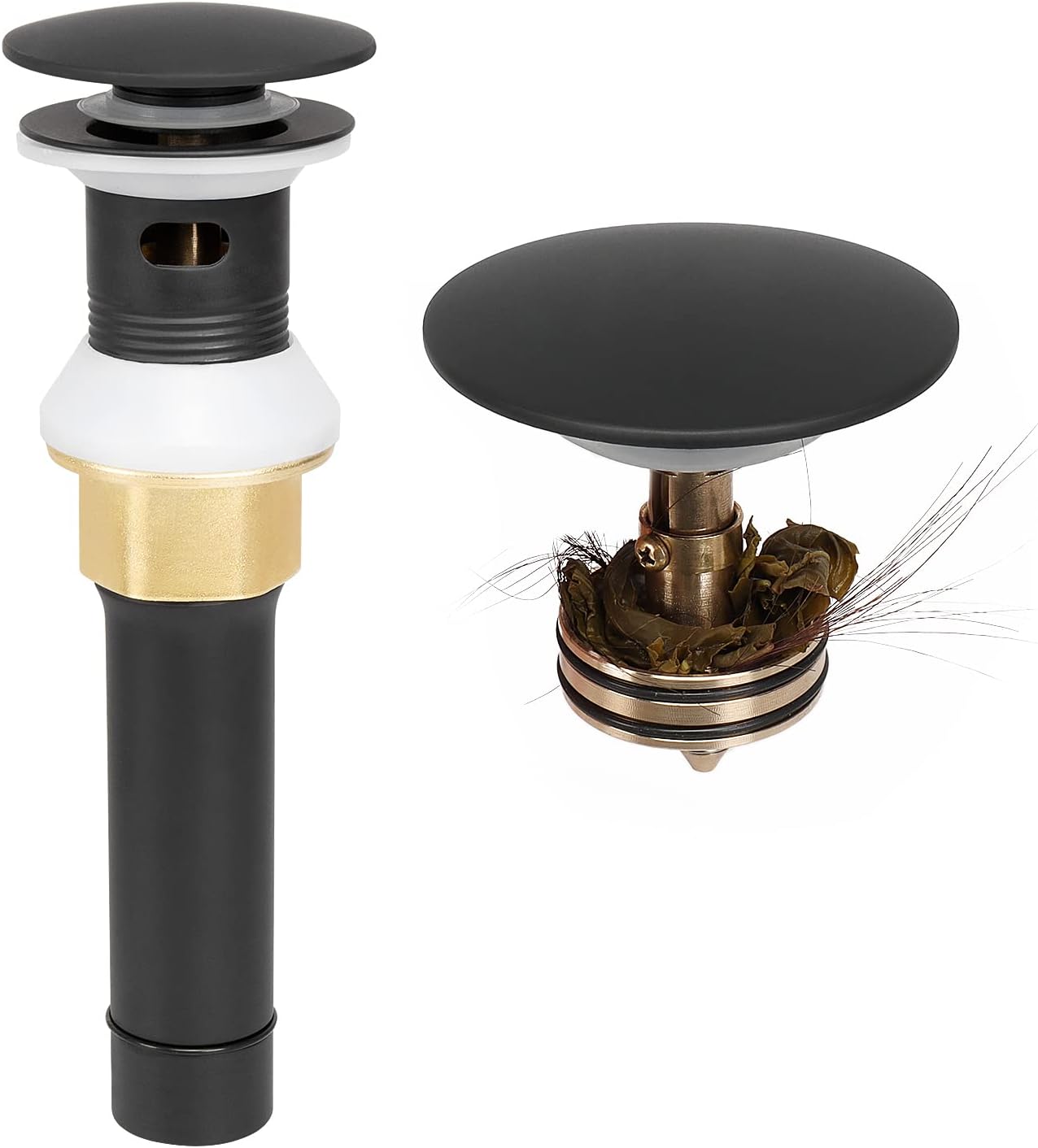 NearMoon Drenaje para lavabo de baño con desbordamiento, drenaje desplegable de acero inoxidable 304 con cesta coladora desmontable,