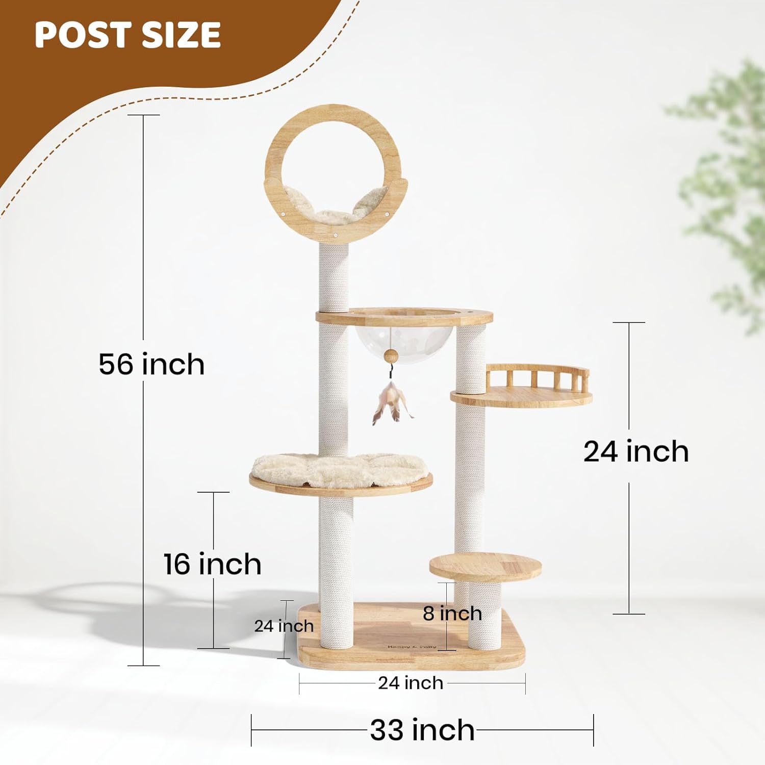 Bloque de construcción de 56.3 pulgadas, árbol para gatos, torre de madera extra grande, condominio estable de varios niveles para gatos grandes,