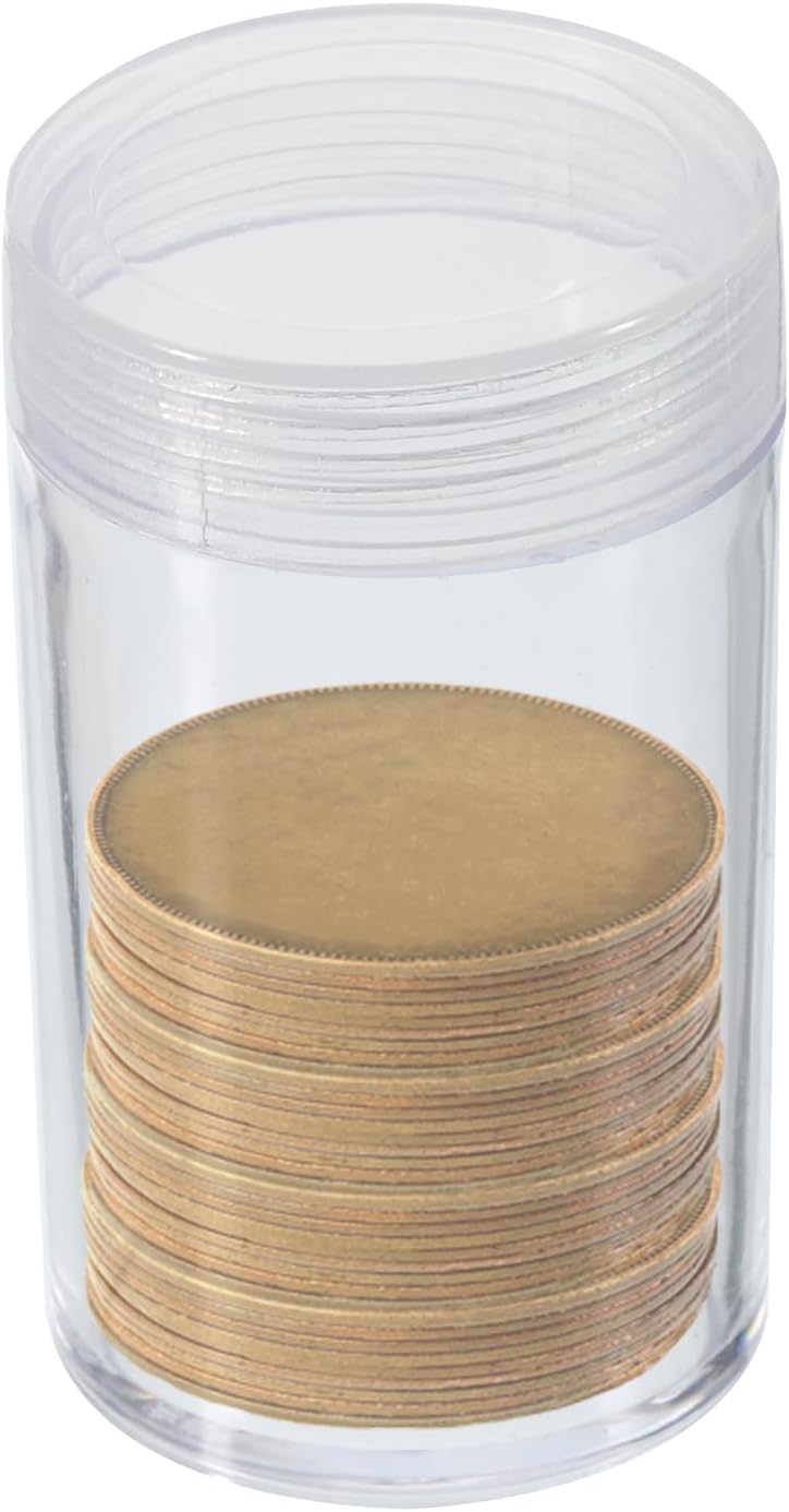 PATIKIL Tubos redondos para monedas, paquete de 20 tubos de almacenamiento de monedas con tapa de rosca, contenedores de plástico para monedas de