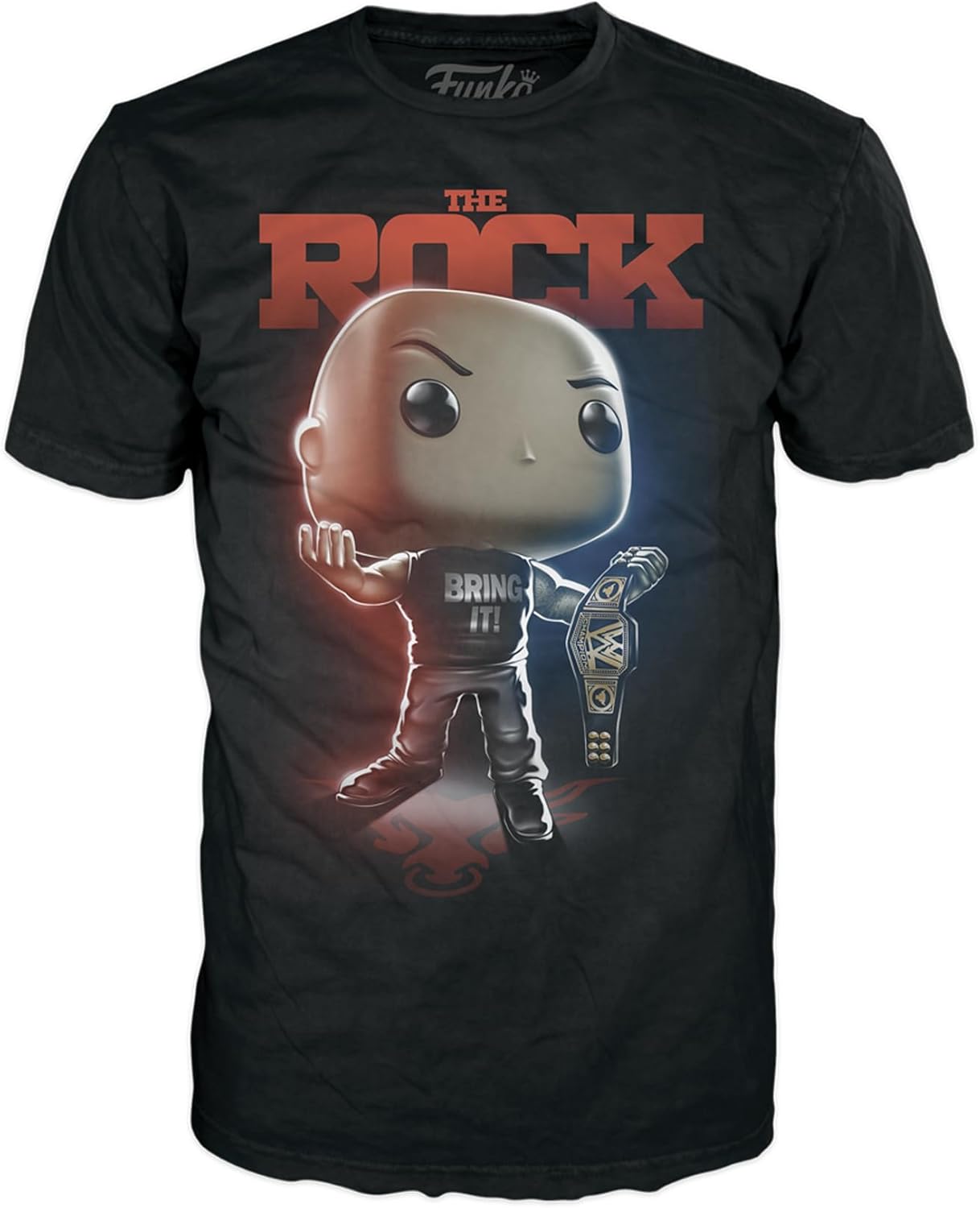 Funko Pop! Camiseta en caja WWE – La roca con cinturón – M