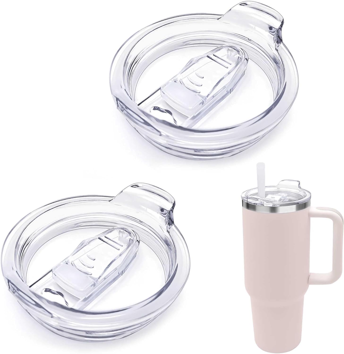 Tapa de repuesto para vaso de 40 onzas para Stanley Cup  Paquete de 2 fundas de tapa a prueba de derrames resistentes a salpicaduras  Tapas