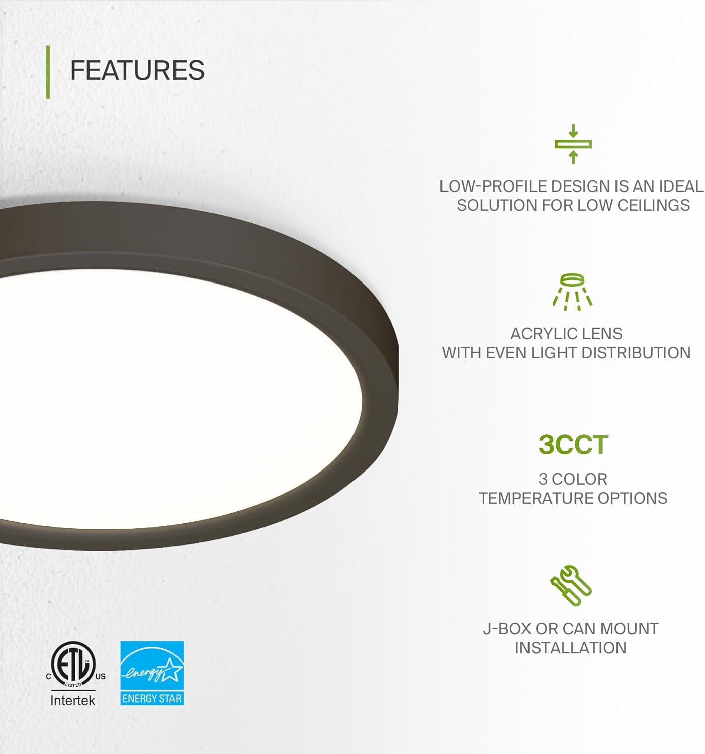 ASD Paquete de 6 luces LED de techo empotradas de 7 pulgadas, color bronce, ultra fina, regulable, 15 W, 1225 lm, luces planas ajustables de 3000
