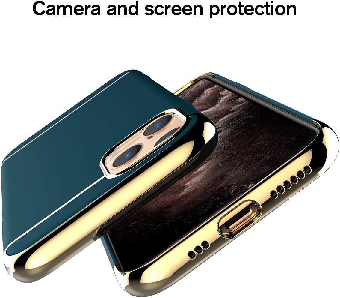 RORSOU – Carcasa para iPhone 11 Pro Max, 3 en 1, ultrafina y delgada, superficie mate antideslizante con marco galvanizado para iPhone 11 Pro Max de