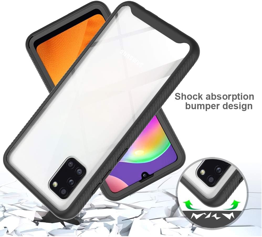 Asuwish Funda de teléfono para Samsung Galaxy A31 con protector de pantalla de vidrio templado y soporte delgado, híbrida, resistente, funda