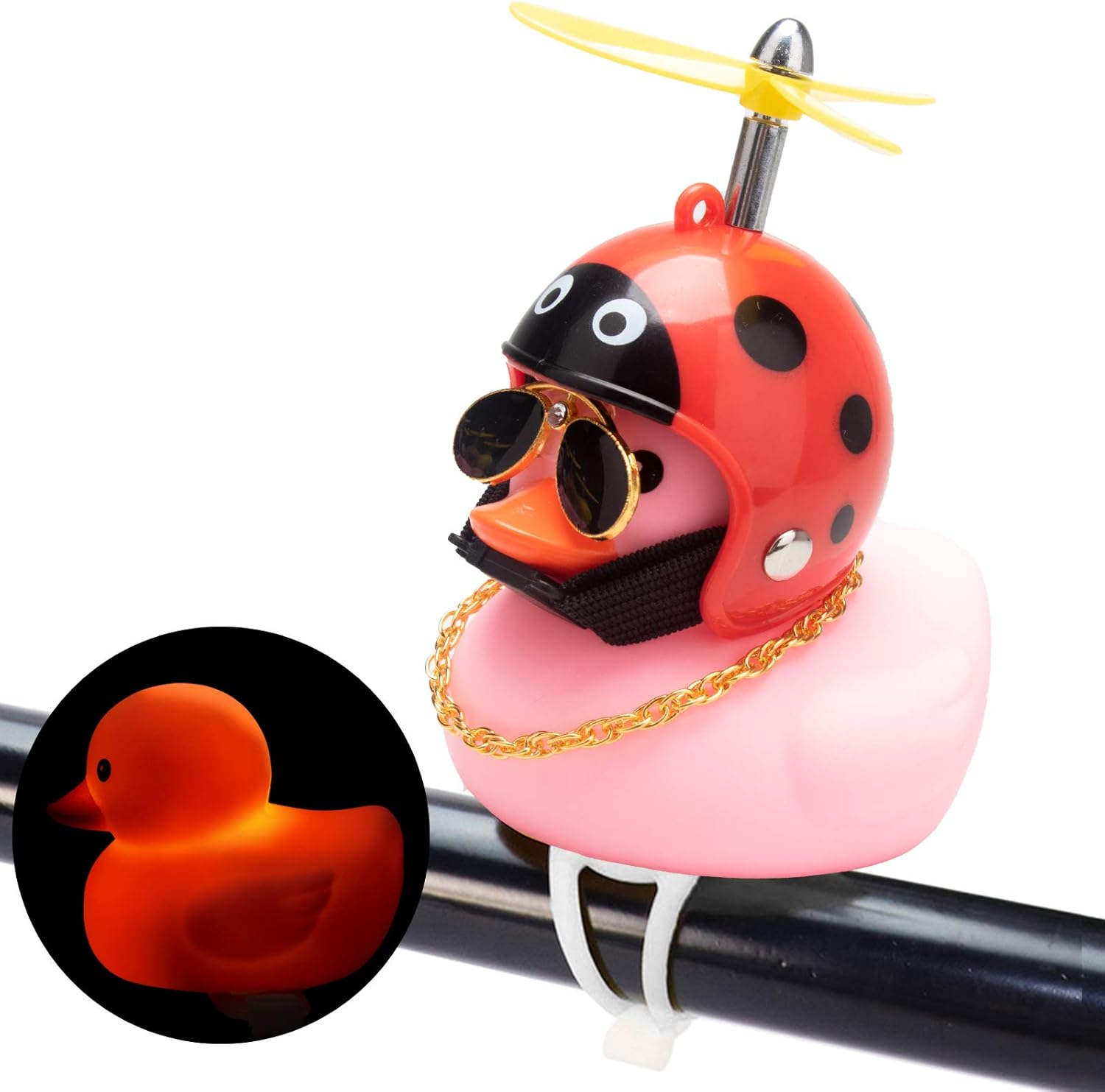 wonuu Adornos de pato de goma para automóvil, campana de bicicleta de pato rosa, decoración de tablero de automóvil, cuernos de bicicleta de pato