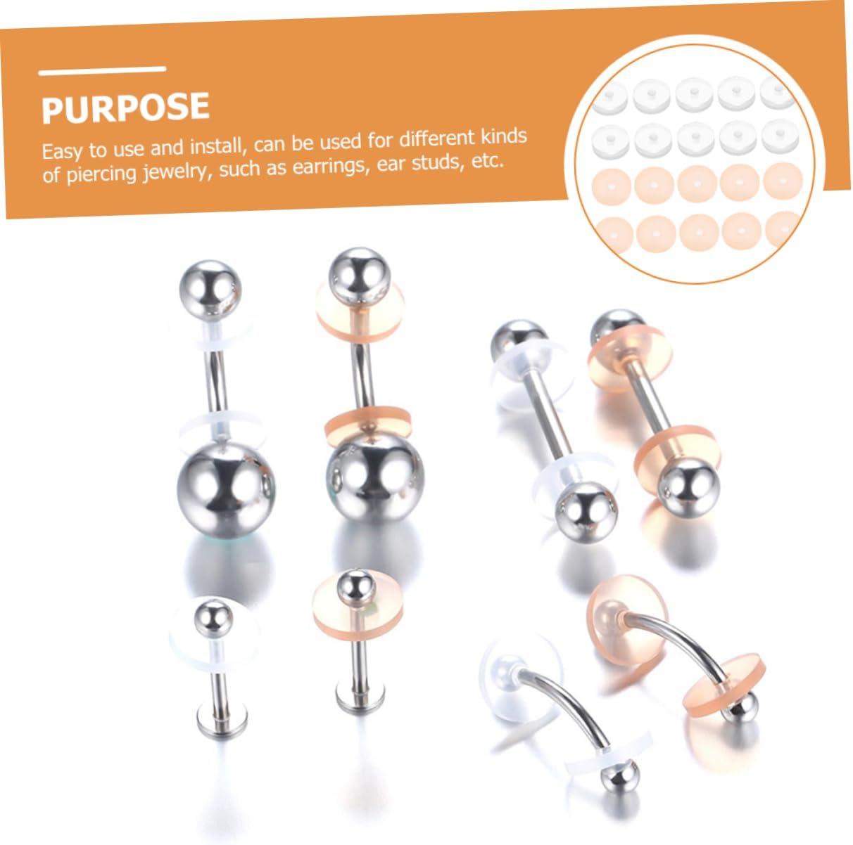 EXCEART 20 unids Junta invisible de silicona pendientes de silicona pendientes transparentes almohadillas de disco de silicona Piercing disco