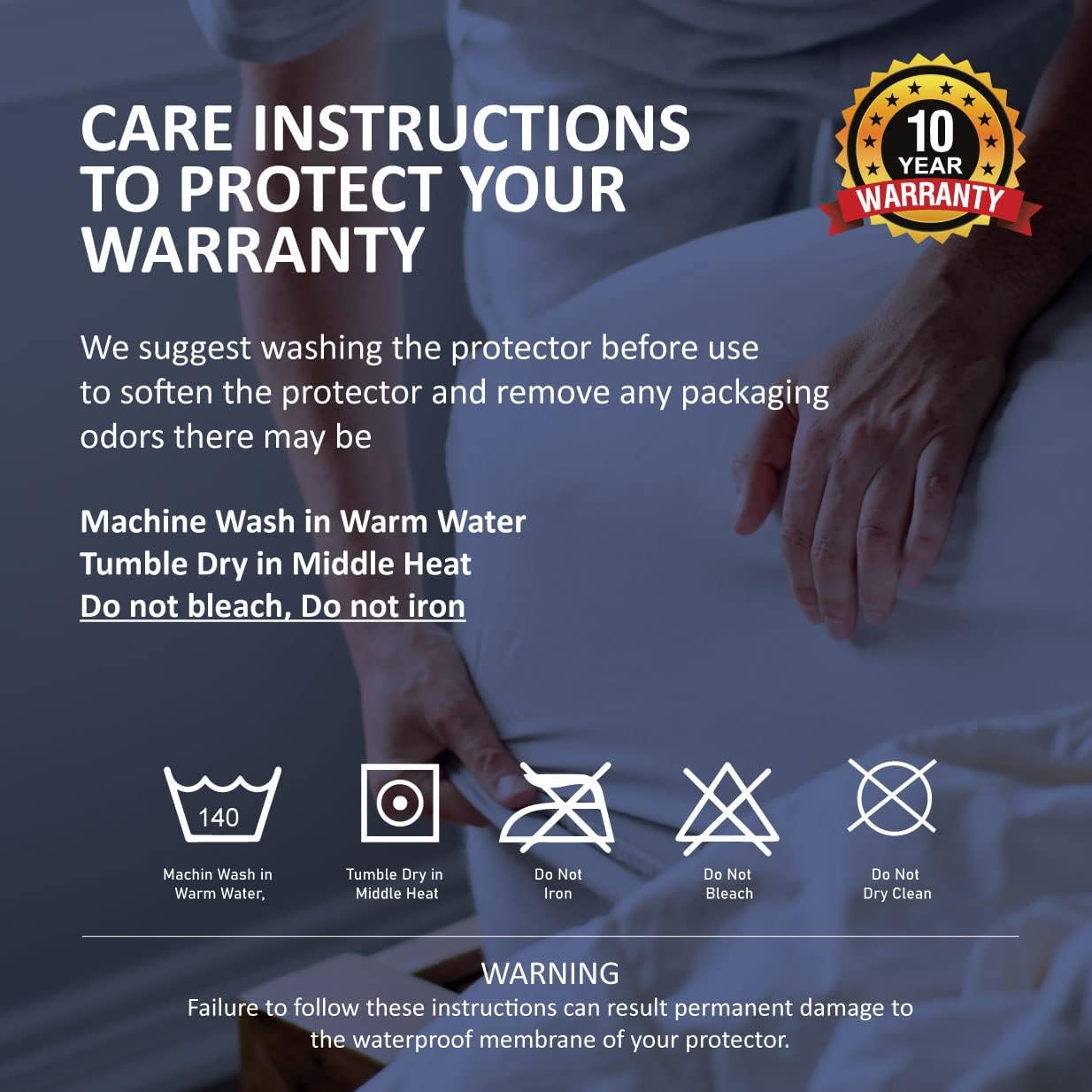 Juego de 2 protectores de almohada de algodón con cremallera, impermeable, a prueba de alérgenos, protección a prueba de chinches, hipoalergénico,