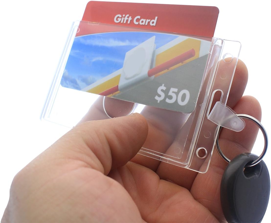 Soporte rígido para tarjetas de combustible con llavero, protector de tarjetas de plástico duro transparente para flotas, tarjetas de gas, autos de