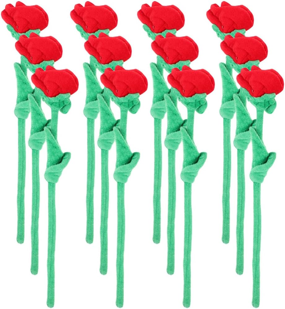 Zerodeko 2 rosas de peluche con tallos flexibles, ramo de felpa decorativa, hebilla de cortina para decoración del hogar, día de San Valentín,