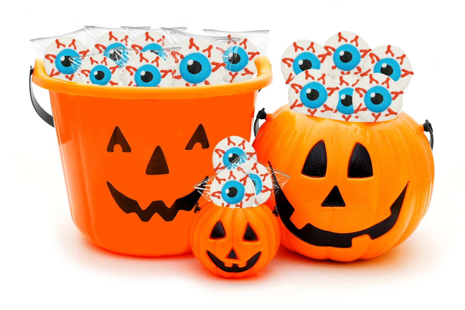 Piruletas de Halloween con forma de ojos y dulces, rellenos de bolsas de fiesta de dulce o truco, recuerdos de fiesta (paquete de 24)
