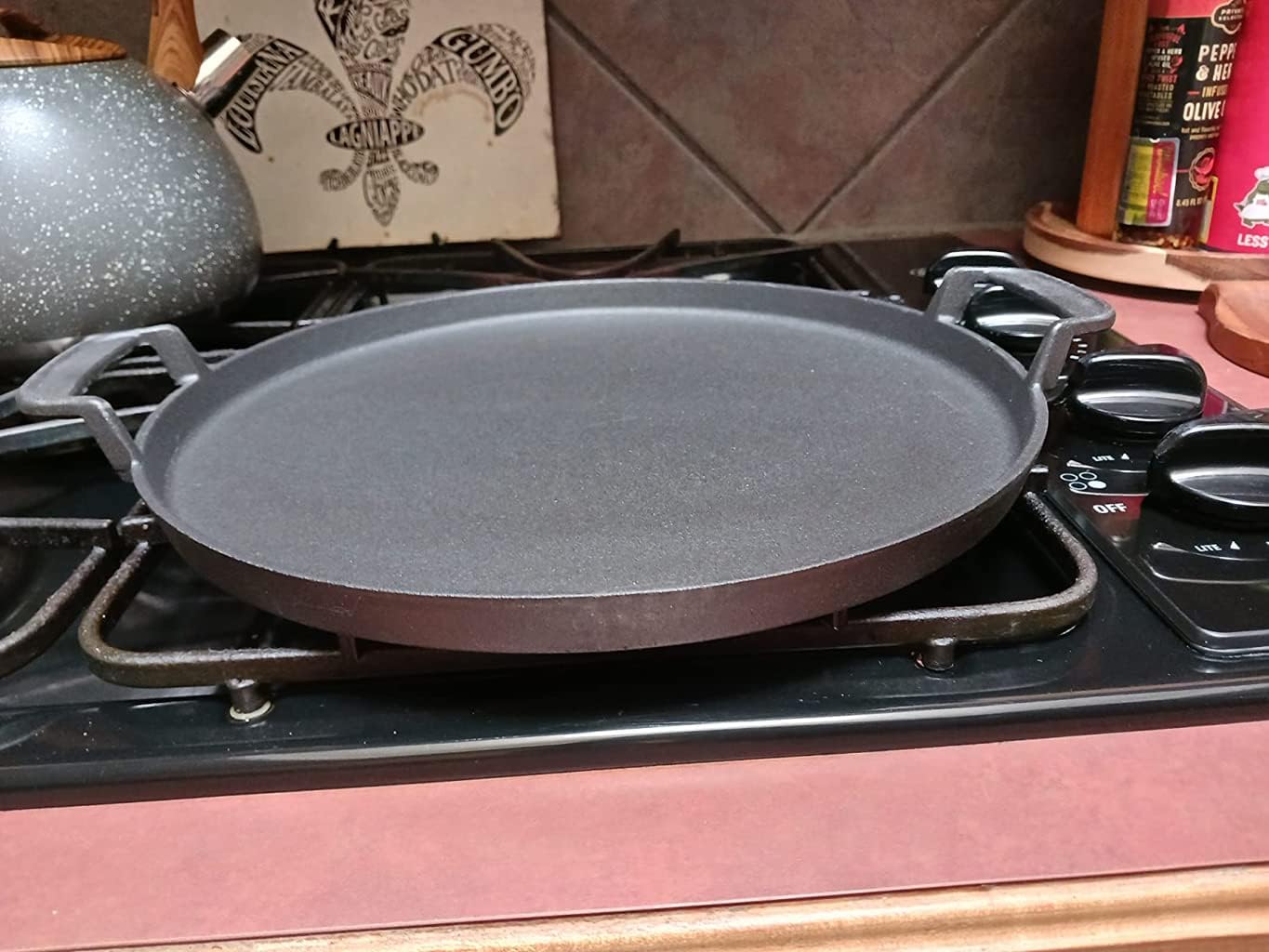 Dongftai CG42A – Plancha de hierro fundido de 12 pulgadas con asas para parrilla Weber Original de carbón de 22 12 pulgadas, ahumadores de 22.5