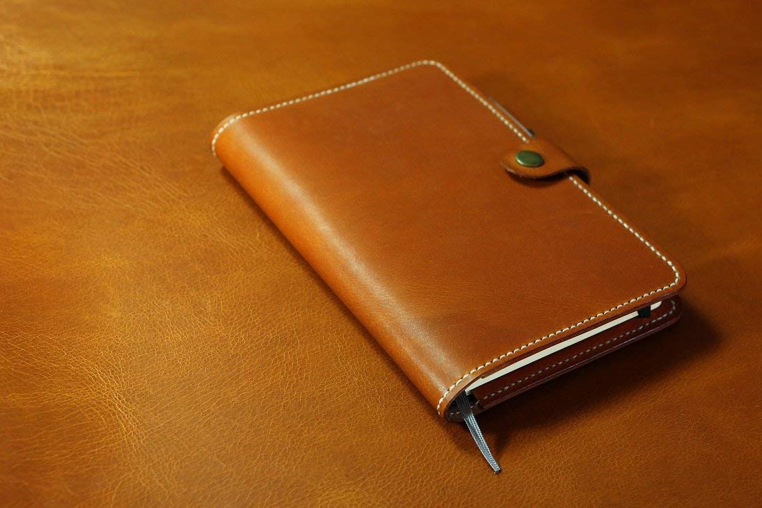 Brown vegetable tanned leather case cover for moleskine classic notebook leather portfolio organizer for moleskine large notebook MA514C