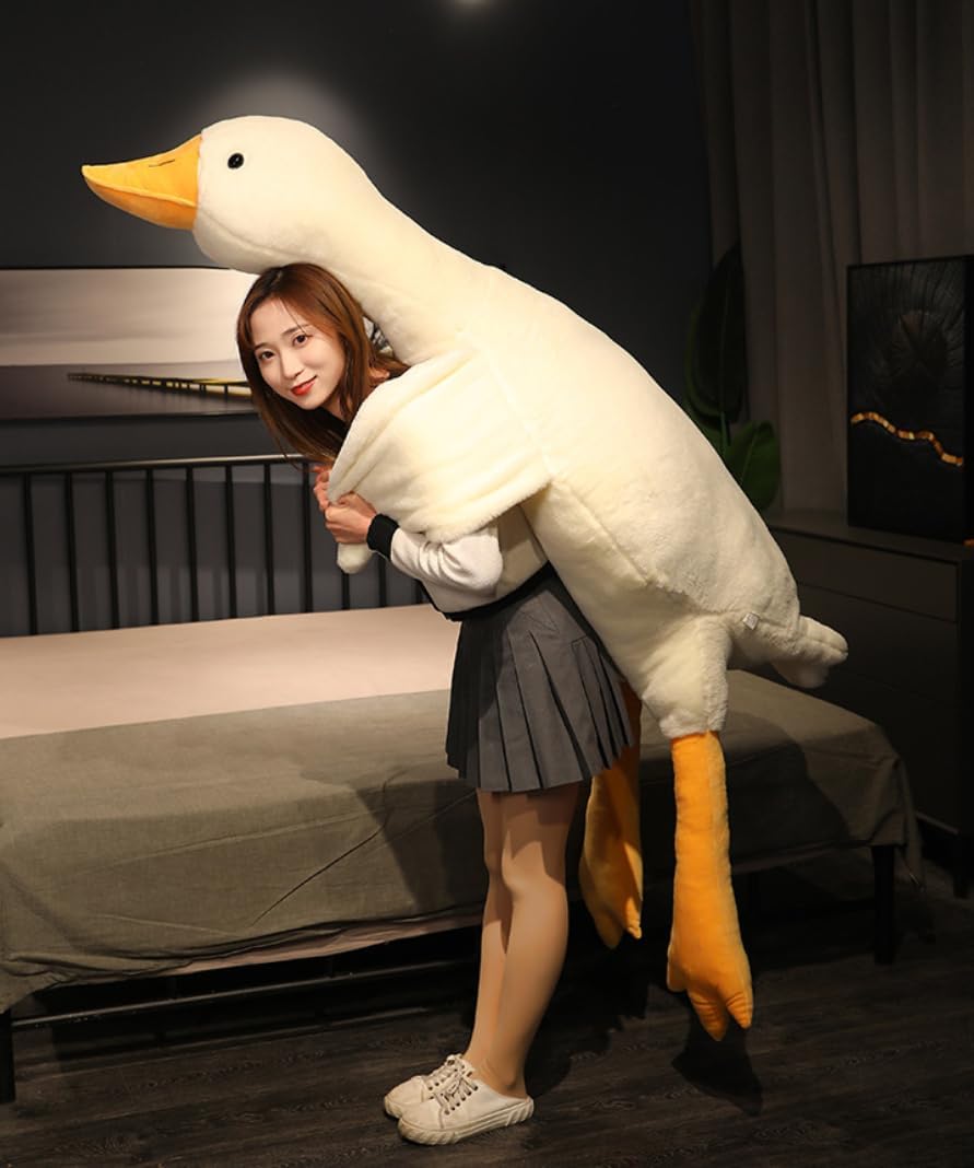 Peluche de ganso gigante, almohada de felpa de ganso suave de 74.8 pulgadas, lindo juguete de peluche de cisne de peluche de cisne para dormir,