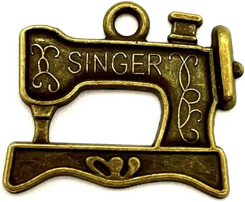 50 dijes de bronce antiguo para máquina de coser para joyería, pulsera, collar, manualidades, 0.827 in x 0.669 in, Bronce, No es una piedra preciosa