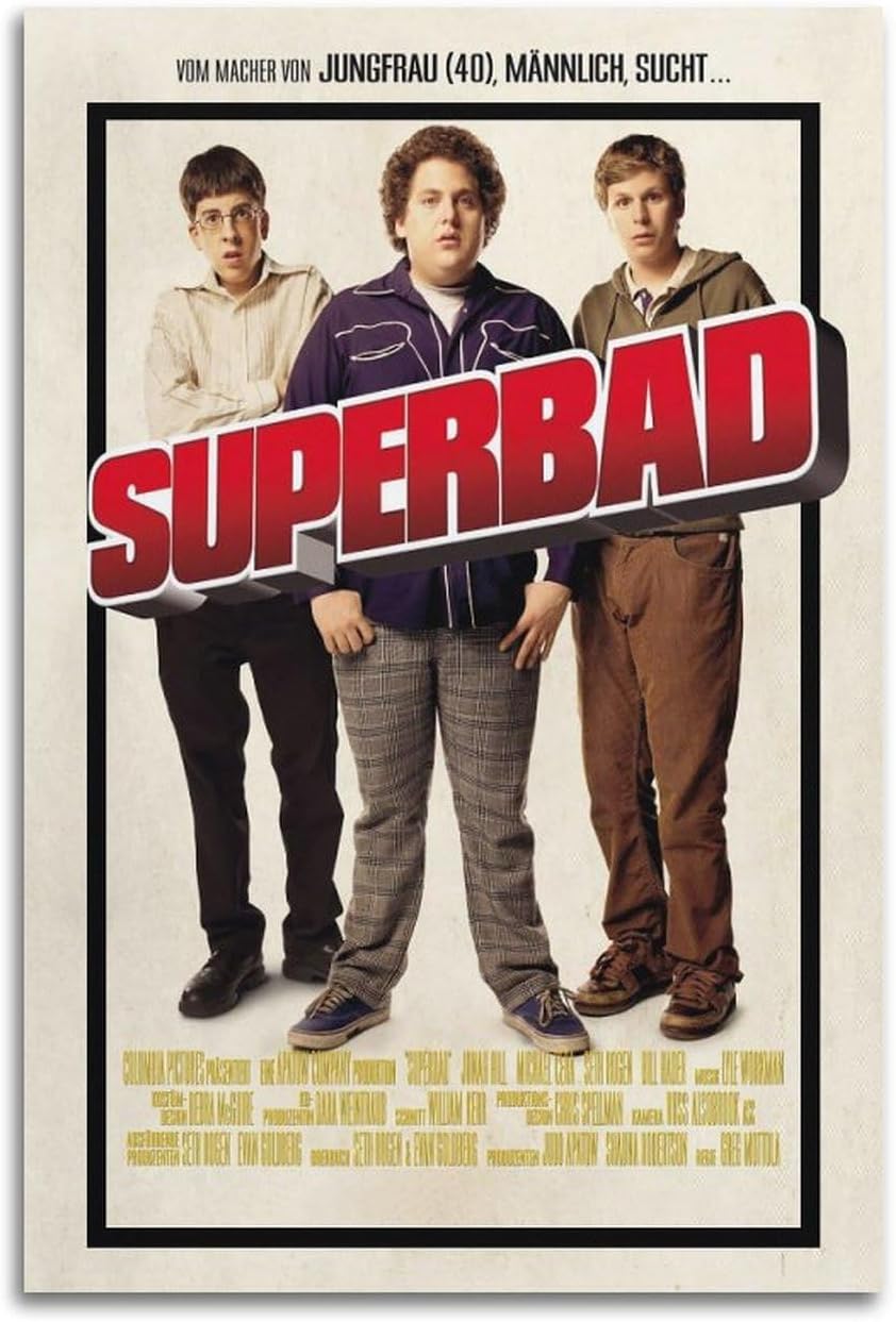 Superbad – Póster de lienzo para dormitorio, sala de estar, decoración de paisaje, oficina, regalos, 16 x 24 pulgadas, estilo sin marco